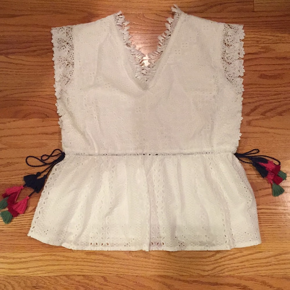 All lace top with side tassels